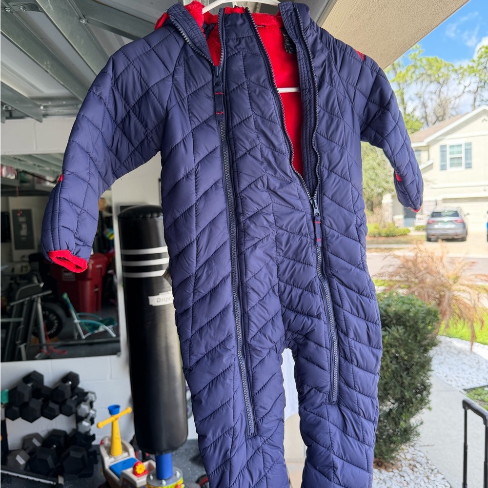 Snozu Navy Outer with Bright Red Plush Lining Infant Snowsuit